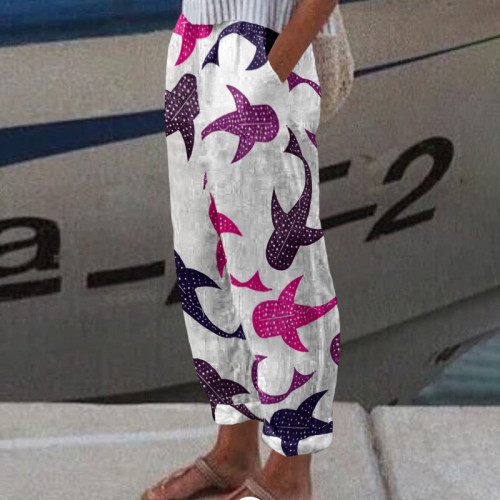 Flowers Lace-Up With Pocket Trousers