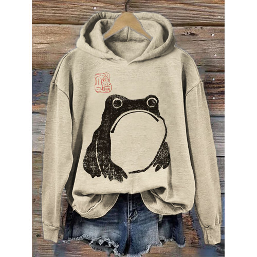 Frog Ancient Japanese Art Cozy Hoodie