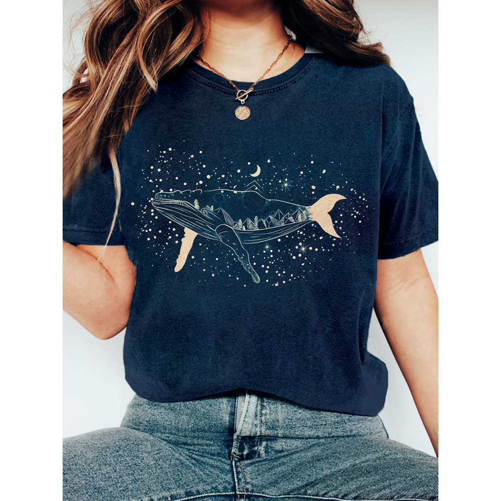 Humpback Whale Art Graphic Vintage T Shirt