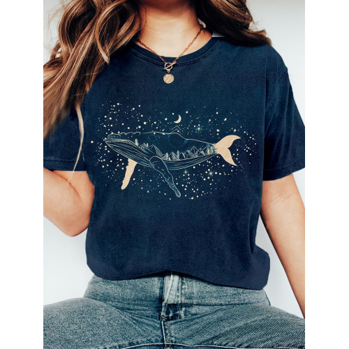 Humpback Whale Art Graphic Vintage T Shirt