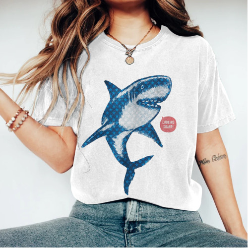 Japanese Art Vintage Shark Graphic Painting Art Short Sleeve T-Shirt