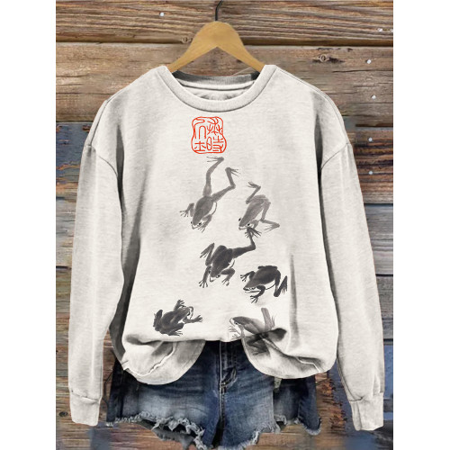 Japanese Frog Art Crew Neck Comfy Sweatshirt