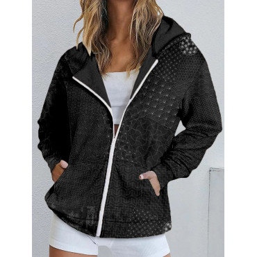 Japanese Traditional Sashiko Art Zip Up Hoodie