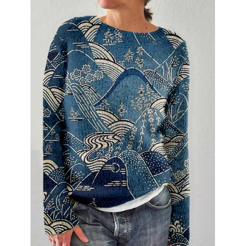 Japanese Washi Paper Art Graphic Comfy Sweater