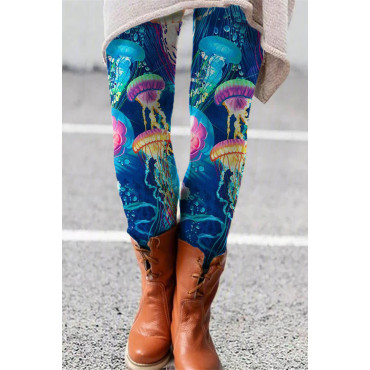 Jellyfish Print Skinny Casual Leggings