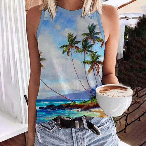 Lahaina Beach Print Tank Top