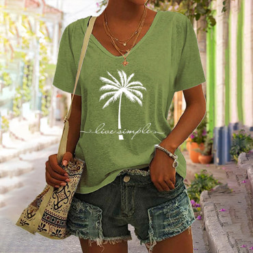 Live Simple Printed Casual Short Sleeve T-Shirt