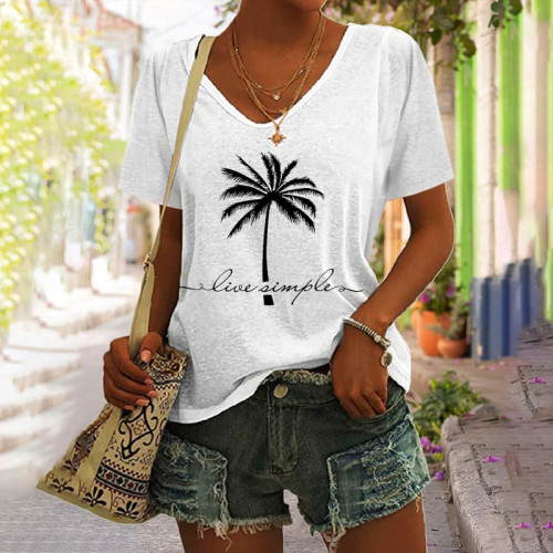 Live Simple Printed Casual Short Sleeve T-Shirt