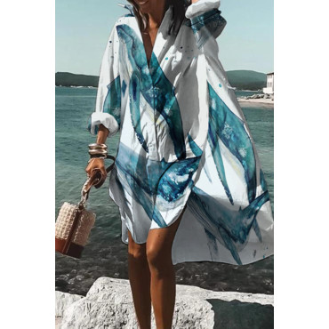 Loose Whale Print Casual Midi Dress