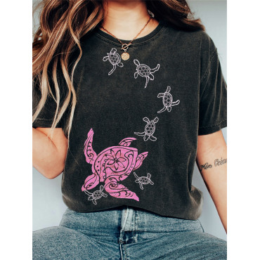 Lovely Sea Turtle Family Graphic Vintage T Shirt