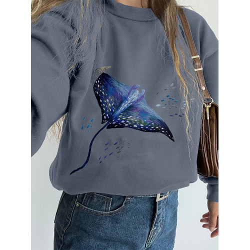 Manta Ray Embroidery Art Comfy Sweatshirt