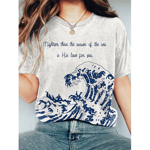 Mightier Than The Waves Of The Sea Art Print Casual Cotton T-Shirt
