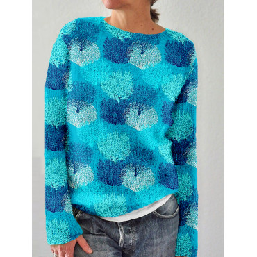 Ocean Coral Art Pattern Crew Neck Cozy Sweater