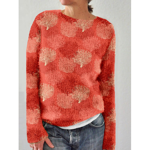 Ocean Coral Art Pattern Crew Neck Cozy Sweater