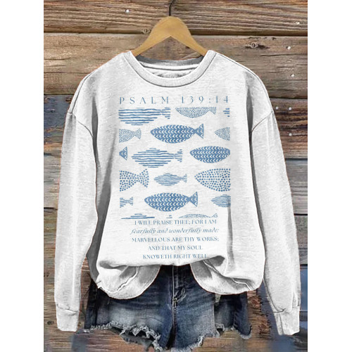 Ocean Fish Christian Art Print Casual Sweatshirt