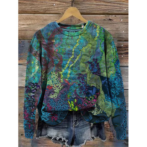 Ocean Inspired Textile Art Comfy Sweatshirt
