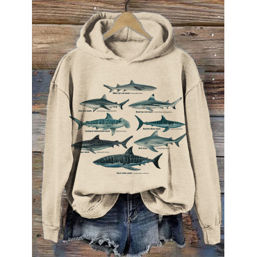 Ocean Killer Shark Art Print Cozy Hooded Sweatshirt