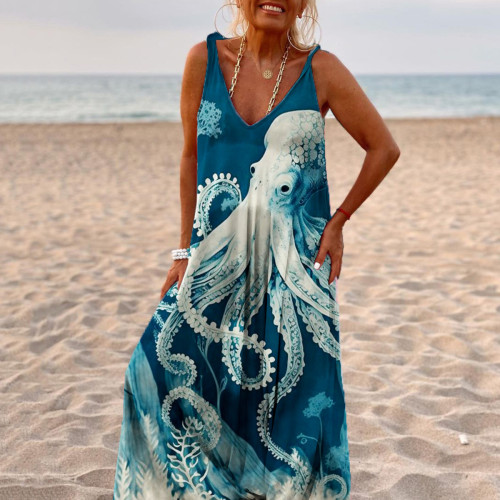 Ocean Octopus Art Pattern Women'S Dress