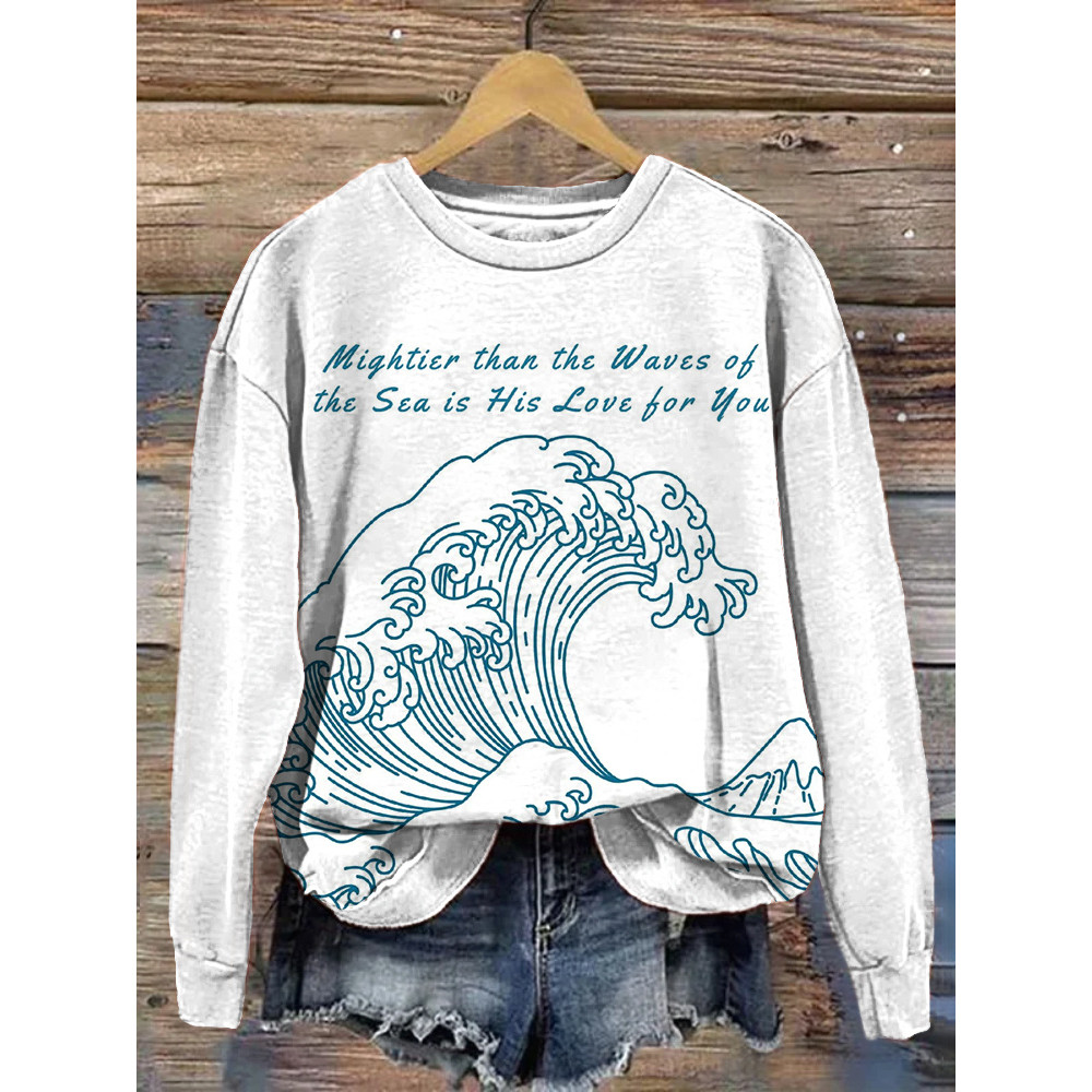 Ocean Waves Christian Art Print Casual Sweatshirt