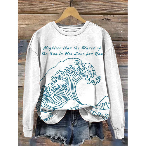 Ocean Waves Christian Art Print Casual Sweatshirt