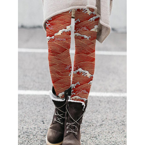 Ocean Waves Japanese Art Cozy Leggings