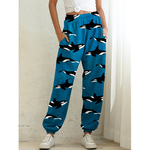 Ocean Whale Art Pattern Casual Sweatpants