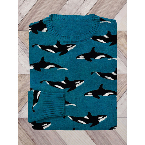 Ocean Whale Pattern Cozy Knit Sweater