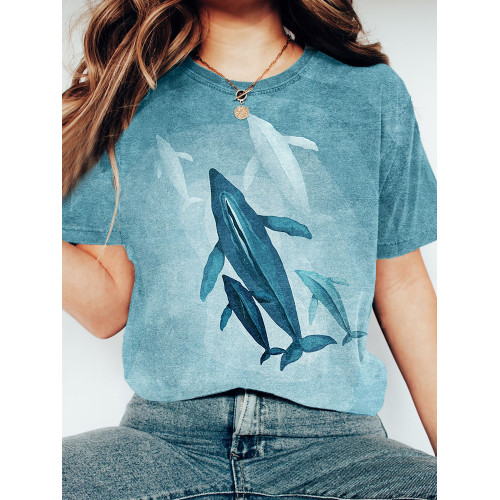 Ocean Whales Art Print Vintage Cozy T Shirt
