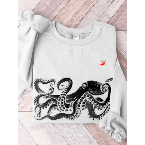 Octopus Art Pattern Crewneck Comfy Sweatshirt