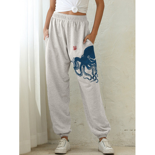 Octopus Japanese Lino Art Cozy Sweatpants