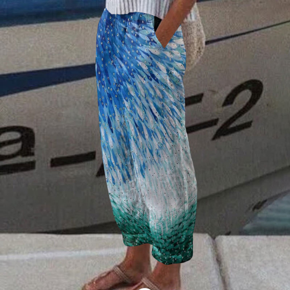 Ombre Abstract Fish School Art Print With Pocket Trousers