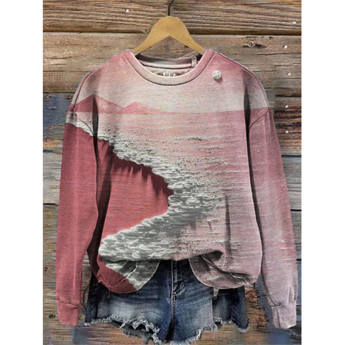Pink Seascape Oil Painting Comfy Sweatshirt