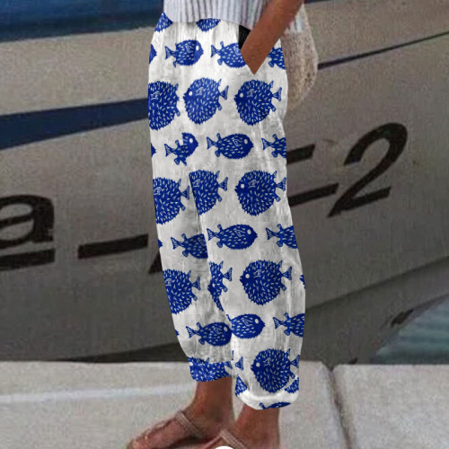 Porcupine Fish Art Print With Pocket Trousers