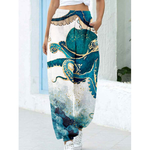 Psychedelic Seascape Octopus Art Casual Sweatpants