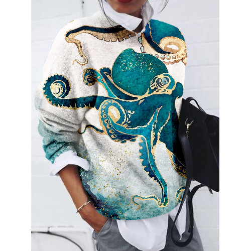 Psychedelic Seascape Octopus Art Cozy Sweater