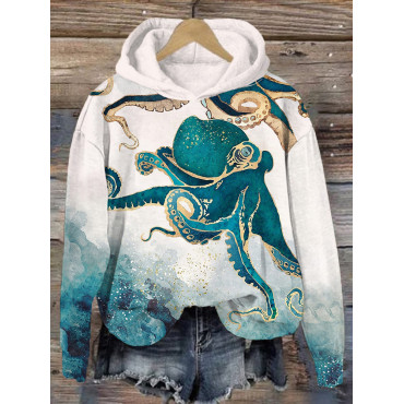Psychedelic Seascape Octopus Art Hoodie