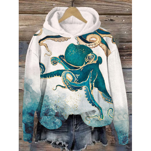 Psychedelic Seascape Octopus Art Hoodie