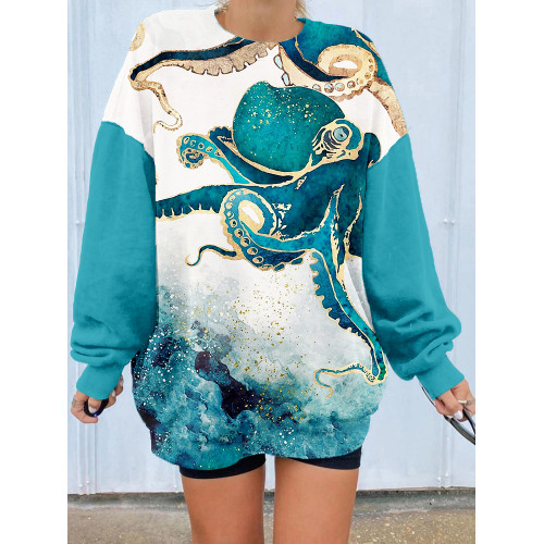 Psychedelic Seascape Octopus Art Sweatshirt