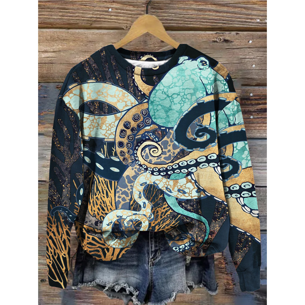 Psychedelic Seascape Octopus Art Sweatshirt