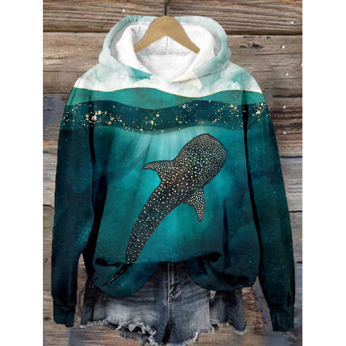 Psychedelic Seascape Whale Art Comfy Hoodie