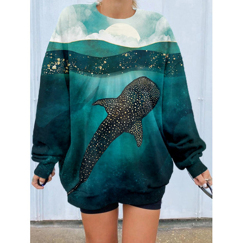 Psychedelic Seascape Whale Art Cozy Sweatshirt