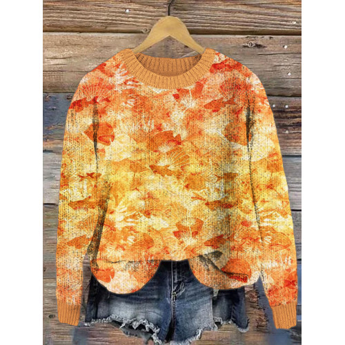Sea Animals Tie-Dye Pattern Cozy Knit Sweater