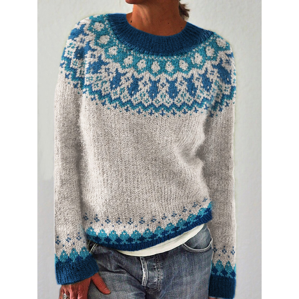 Sea Fish Inspired Cozy Knit Isle Sweater