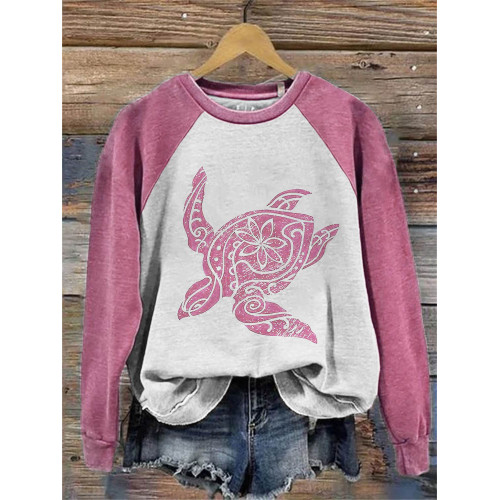 Sea Turtle Mandala Art Raglan Sweatshirt