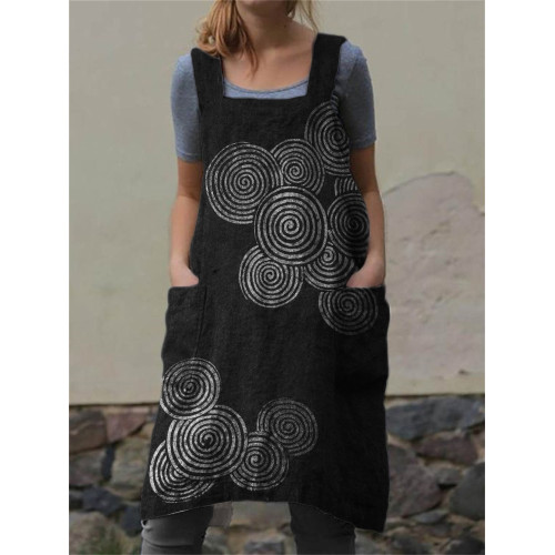 Sea Waves Ripples Japanese Lino Art Cross Back Apron