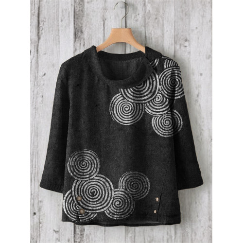 Sea Waves Ripples Japanese Lino Art Linen Blend Tunic