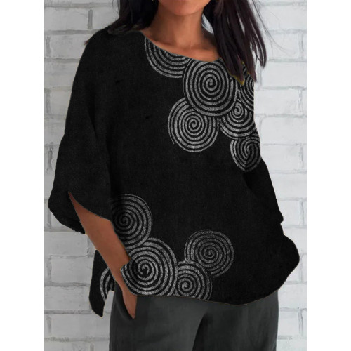 Sea Waves Ripples Japanese Lino Art Linen Blend Tunic