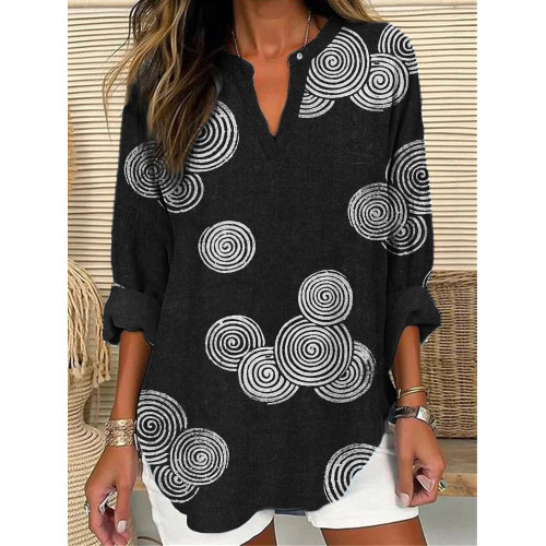Sea Waves Ripples Lino Pattern Linen Blend Tunic