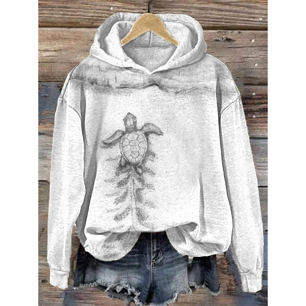 Sea turtle Print Casual Comfortable Hoodie