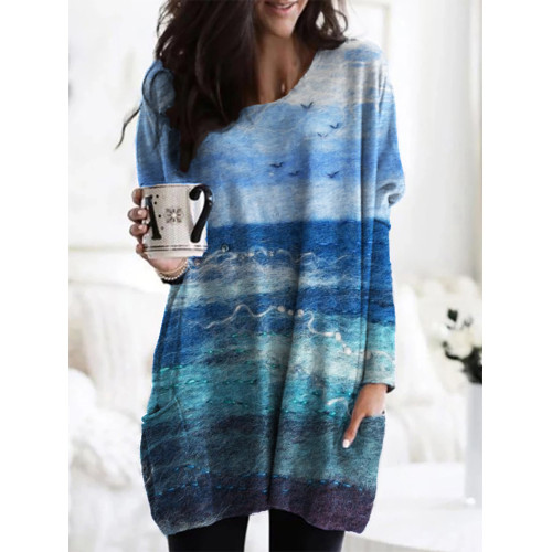 Seagulls Seascape Felt Art Cozy Tunic